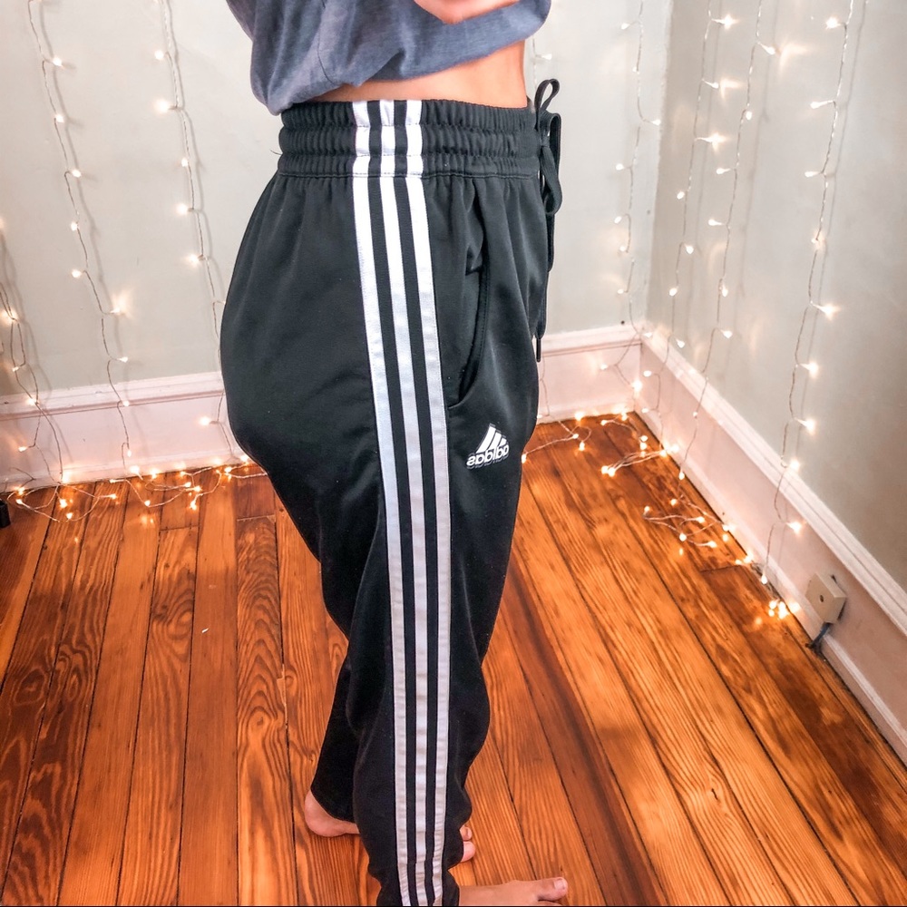 ADIDAS Black & White Athletic Jogger Sweatpants